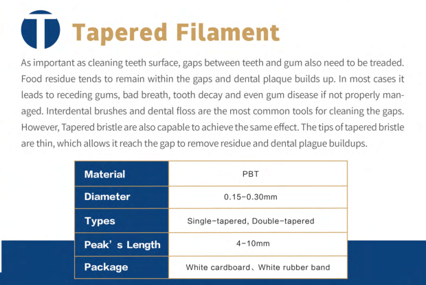 tai hing Tapered toothbrush filament, Soft with great cleaning result